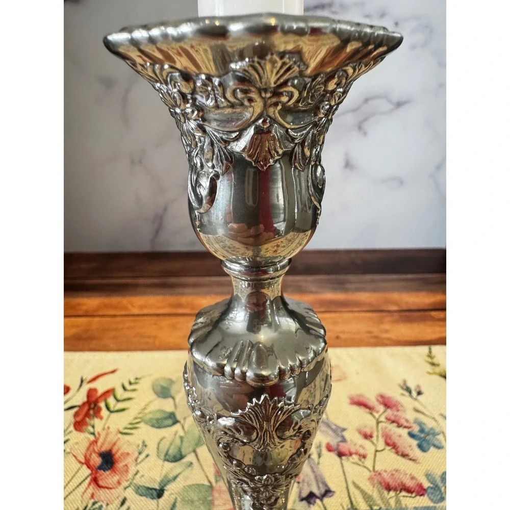 Vintage Cut Glass Bowl Silverplated Rim,  candlestick‎ curated grouping